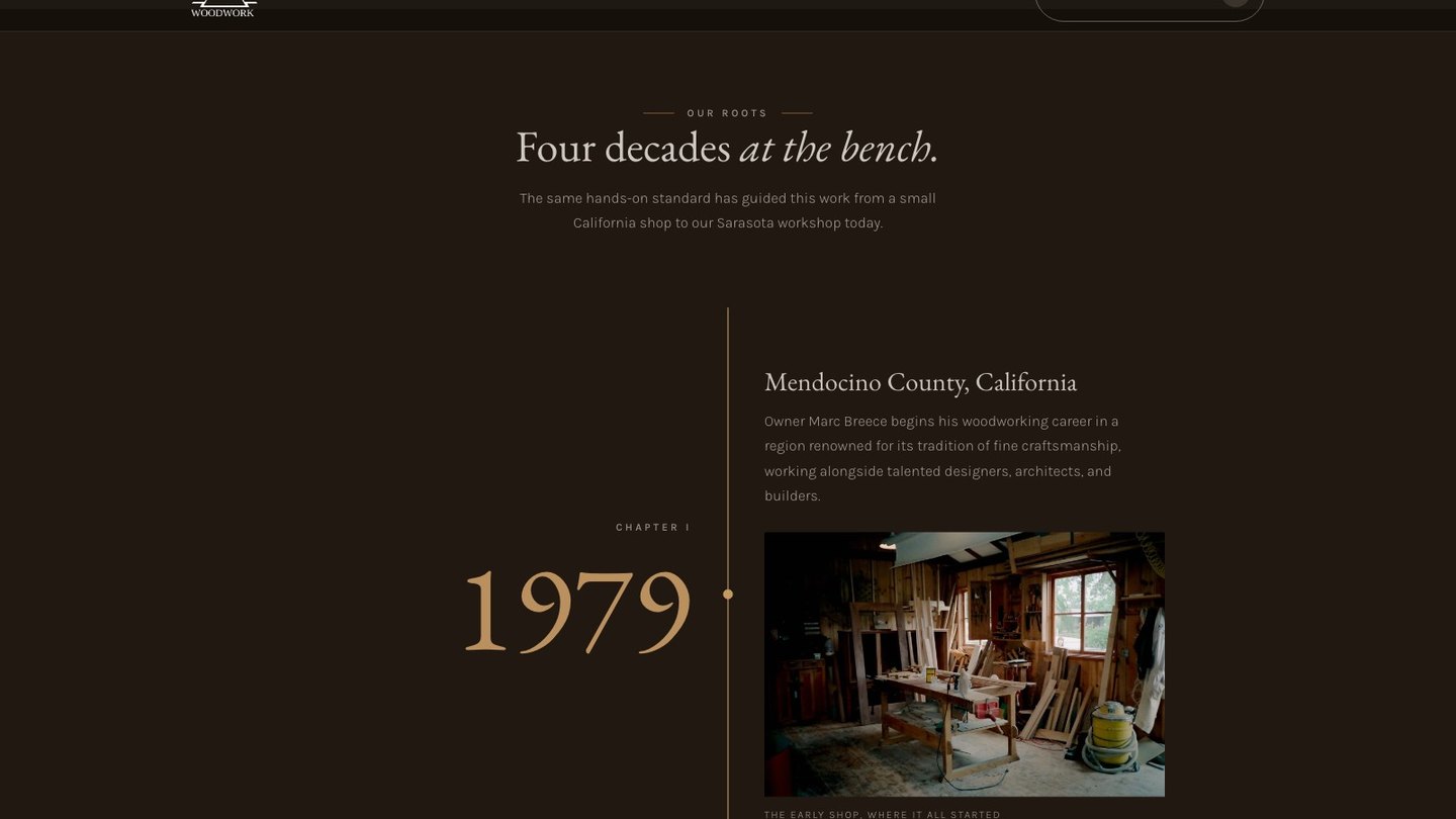 The Our Roots timeline section of the new homepage