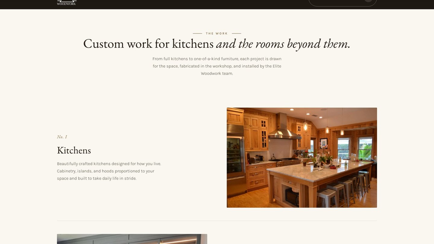 The Kitchens section of the new homepage