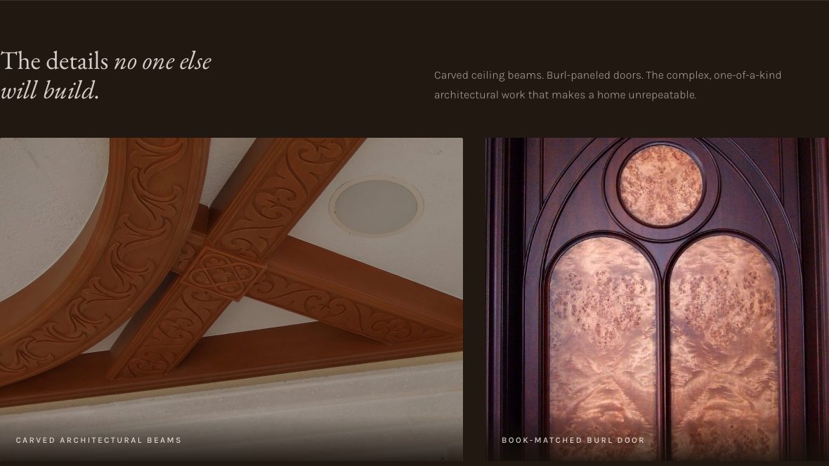The one-of-a-kind details section of the new homepage