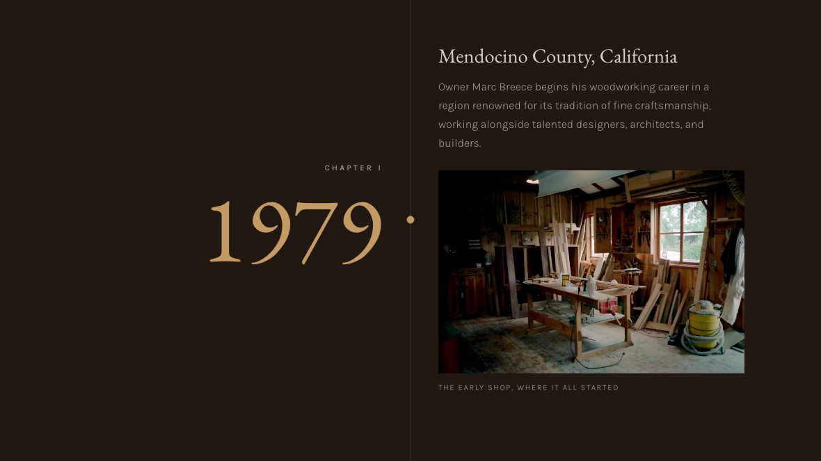 The Our Roots timeline section of the new homepage