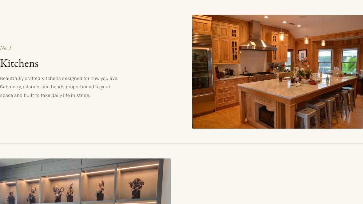 The Kitchens section of the new homepage